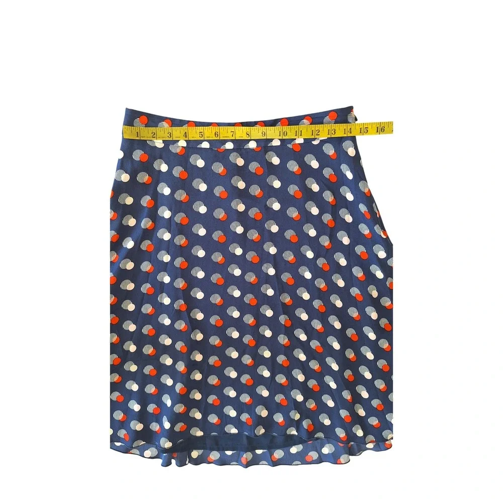 Kate Spade New York Spring Blue Red White‎ Dot Silk Skirt Sz 6
